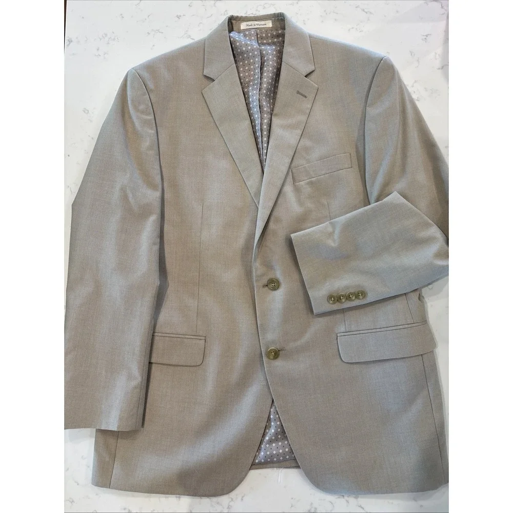 Chaps Blazer Mens 42R Tan‎ Polyester Rayon Sport Coat 2 Button Jacket Casual EUC
